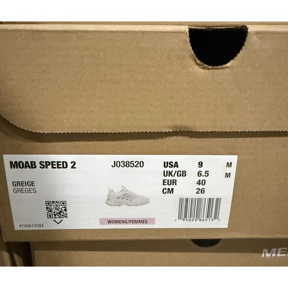 Merrell Moab Speed‎ 2 Women's 9 Greige Trail Running Hiking Shoes Vibram NIB - Picture 10 of 10